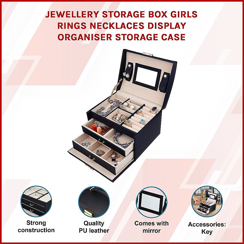 Jewellery Storage Box Girls Rings Necklaces Display Organiser Storage Case V63-826111