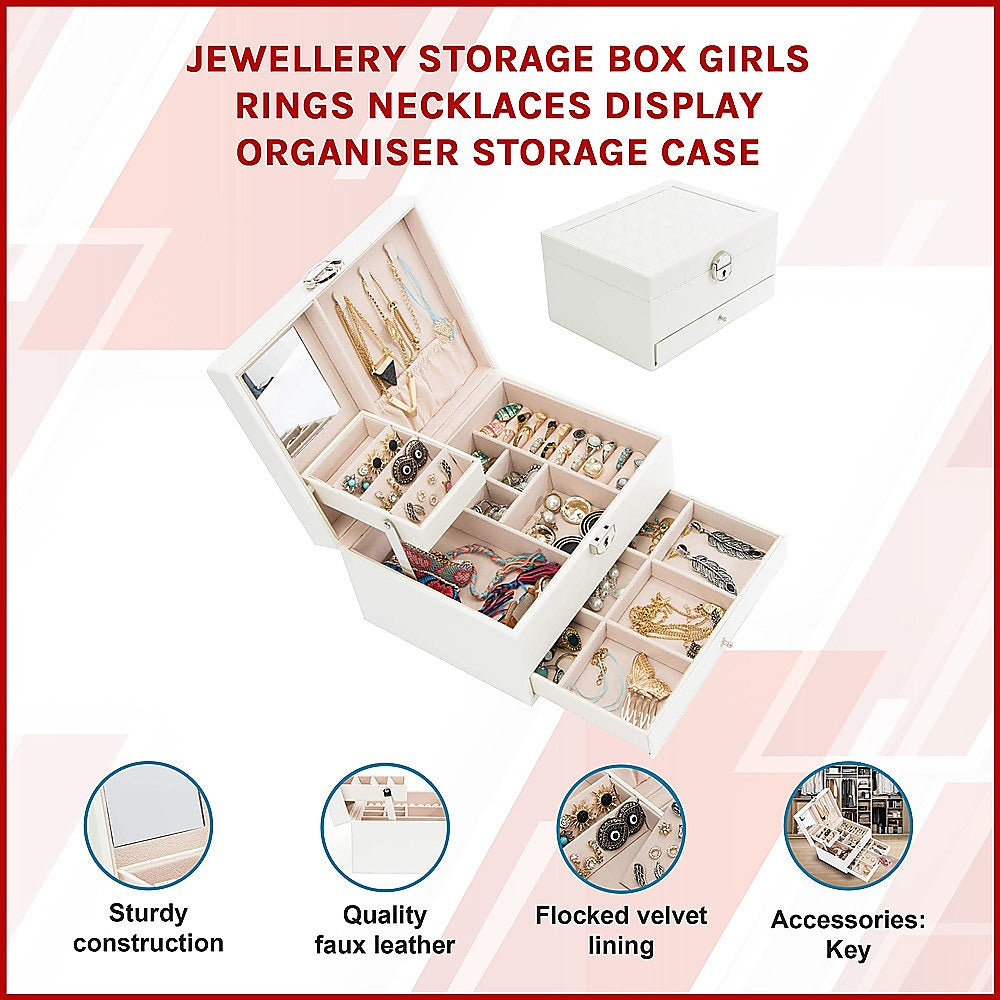 Jewellery Storage Box Girls Rings Necklaces Display Organiser Storage Case V63-826121