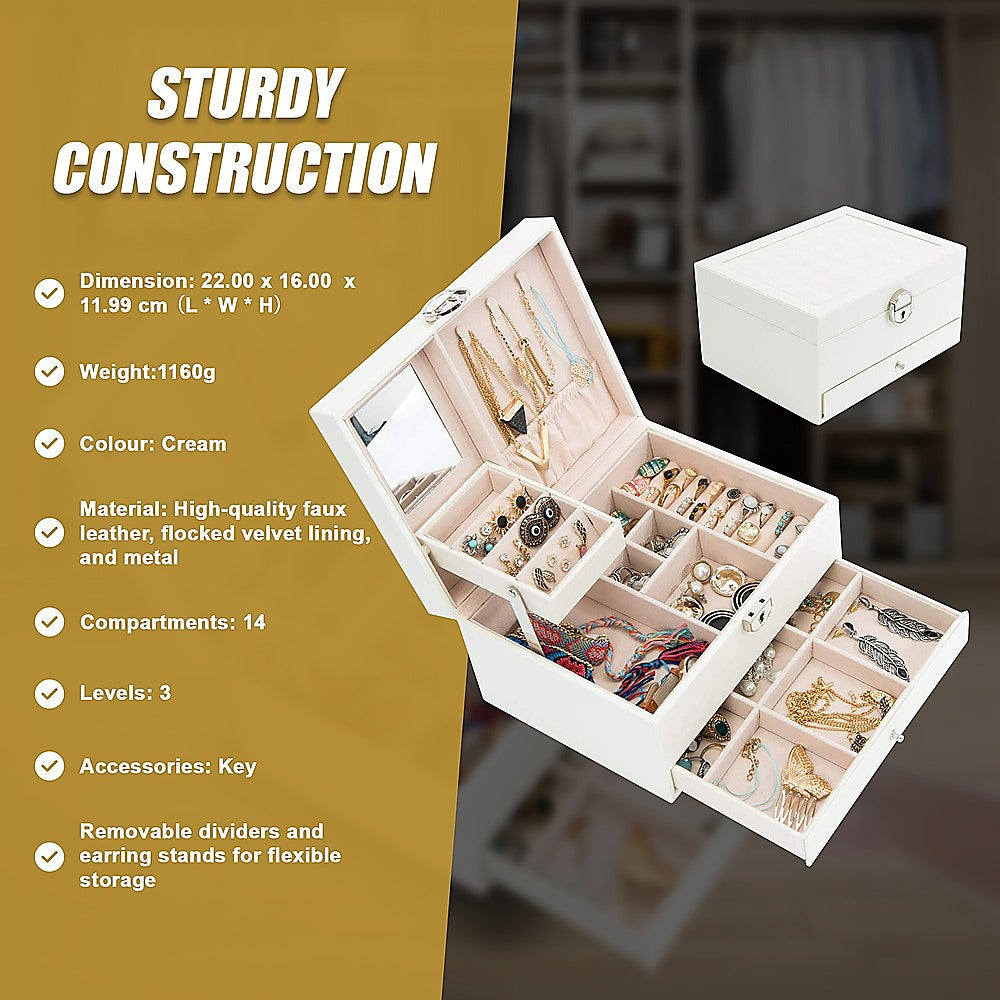 Jewellery Storage Box Girls Rings Necklaces Display Organiser Storage Case V63-826121
