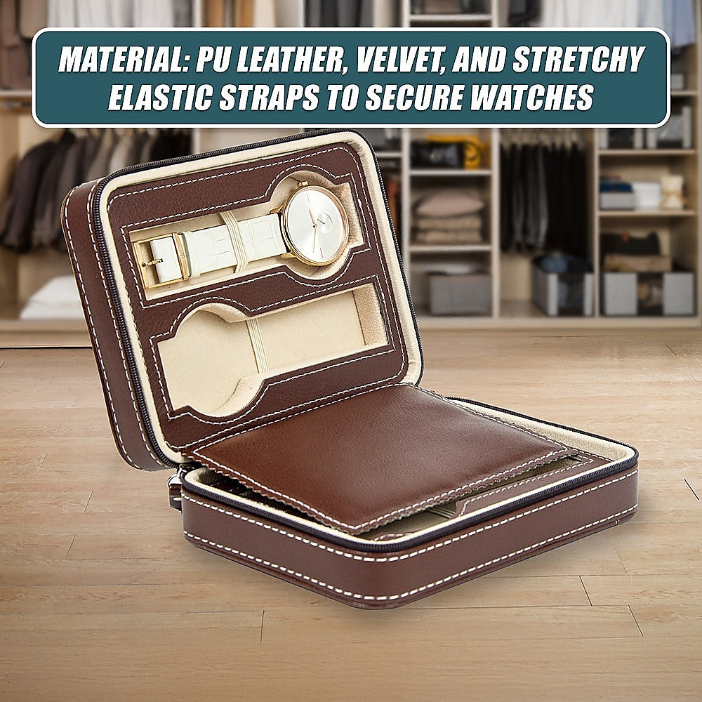 4 Watch Box Display Travel Case PU Leather V63-826131