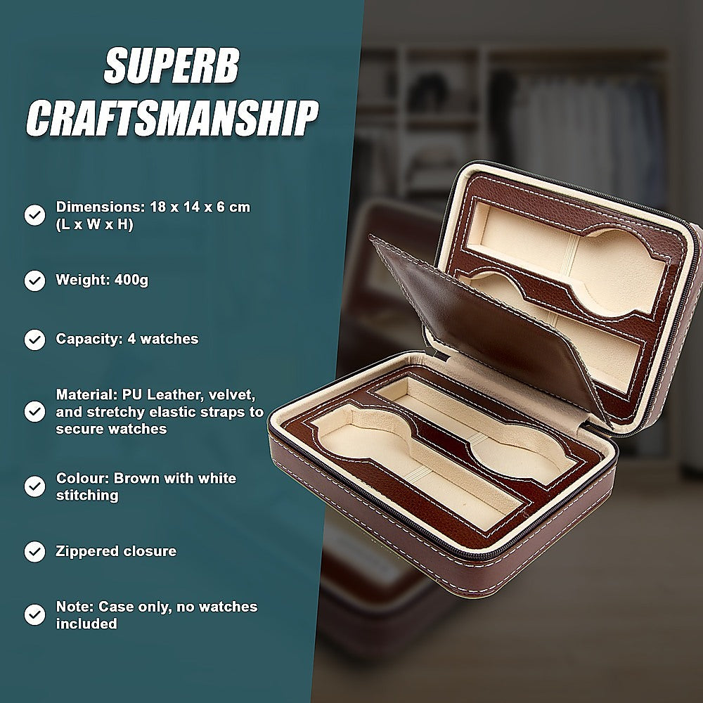 4 Watch Box Display Travel Case PU Leather V63-826131
