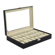 Watch Box - 24 Slot Luxury Display Case With Framed Glass Lid V63-826141