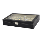 Watch Box - 24 Slot Luxury Display Case With Framed Glass Lid V63-826141