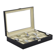 Watch Box - 24 Slot Luxury Display Case With Framed Glass Lid V63-826141