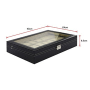 Watch Box - 24 Slot Luxury Display Case With Framed Glass Lid V63-826141