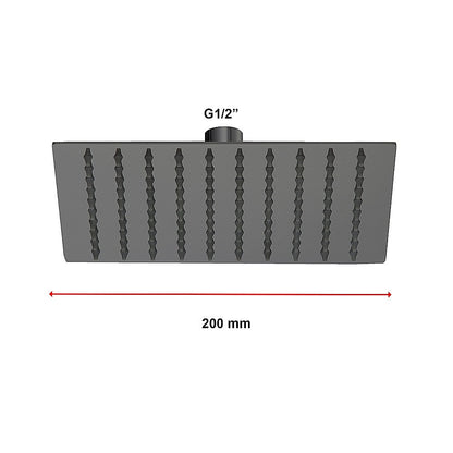 200mm Shower Head Square 304SS Electroplated Matte Black Finish V63-826371