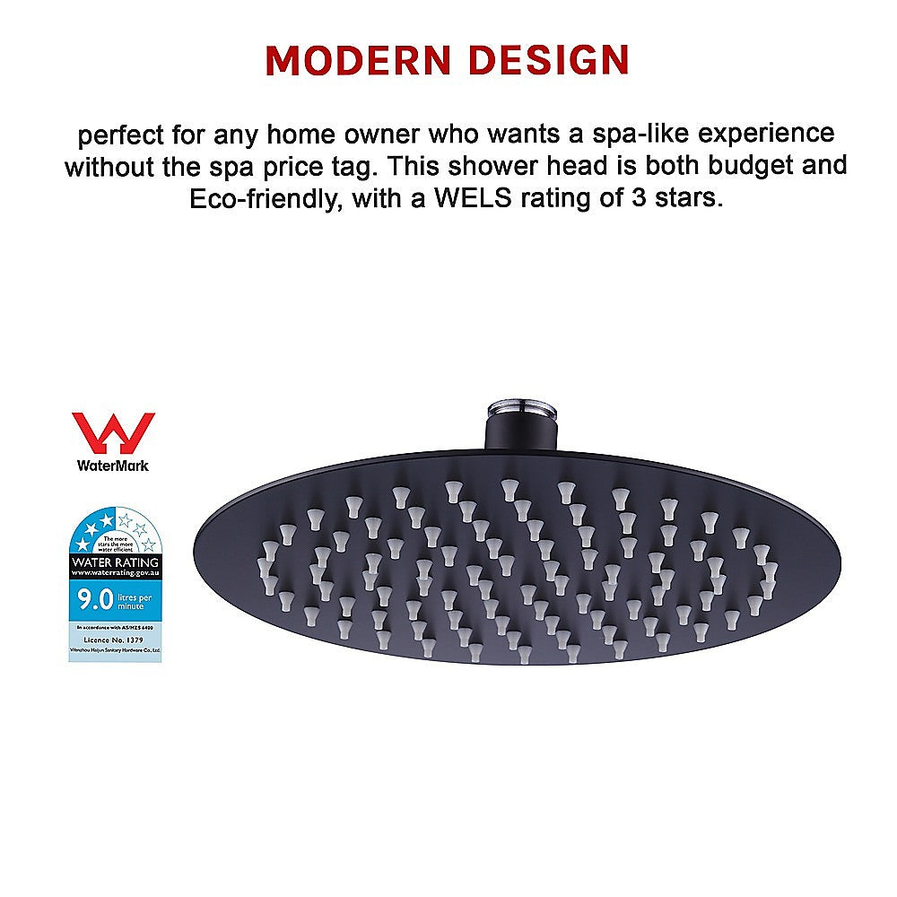 200mm Shower Head Round 304SS Electroplated Matte Black Finish V63-826381