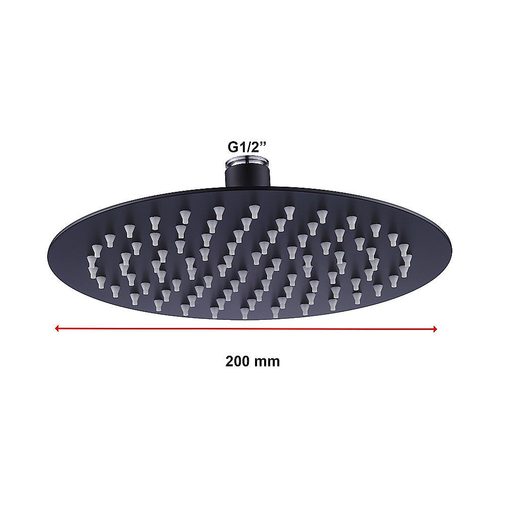 200mm Shower Head Round 304SS Electroplated Matte Black Finish V63-826381
