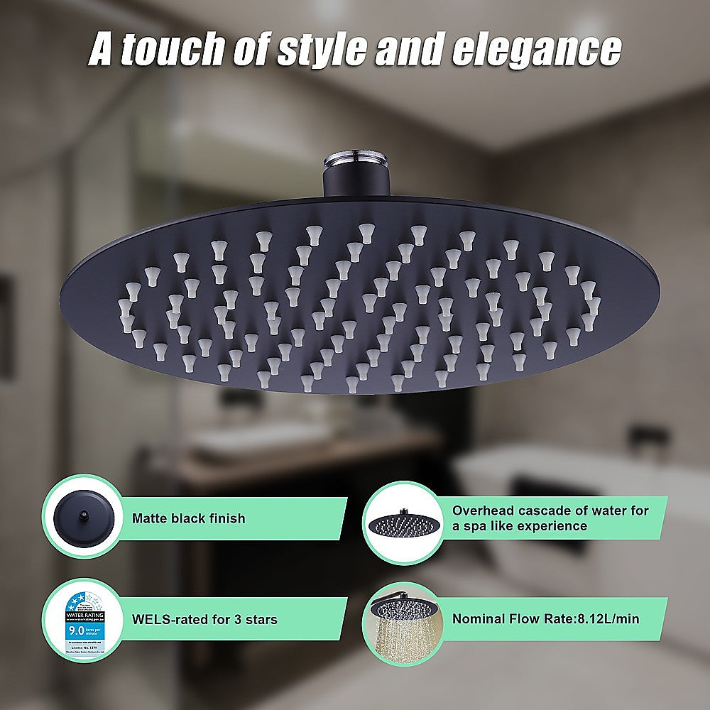200mm Shower Head Round 304SS Electroplated Matte Black Finish V63-826381