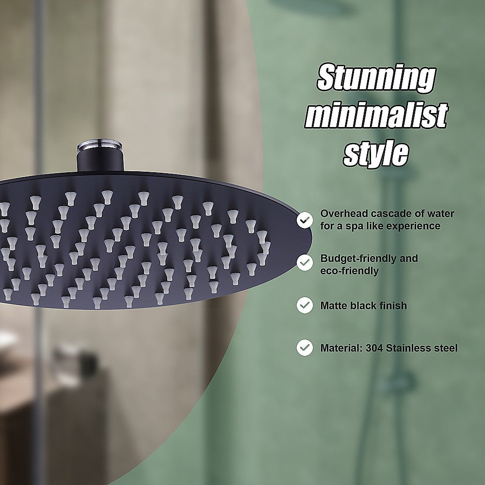 200mm Shower Head Round 304SS Electroplated Matte Black Finish V63-826381