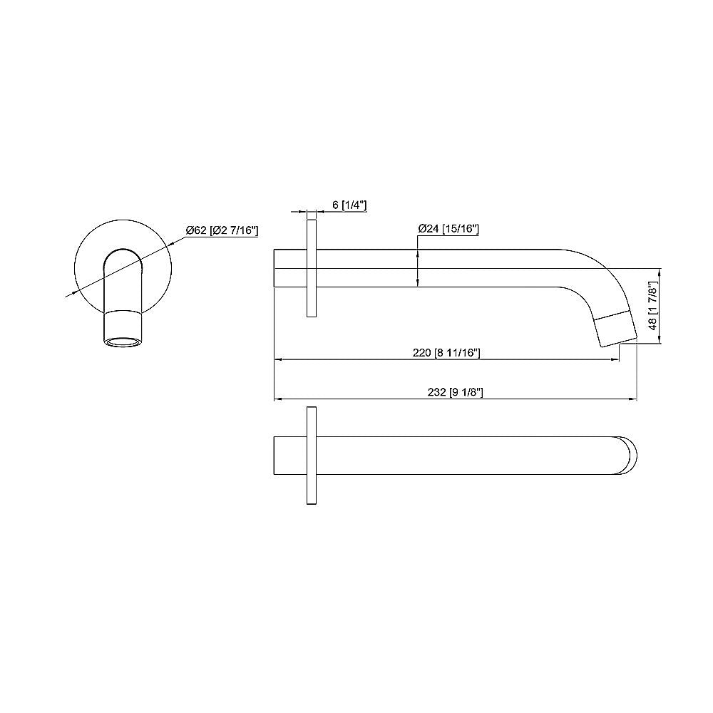 220mm Bath Spout in Polished Chrome Finish V63-826431