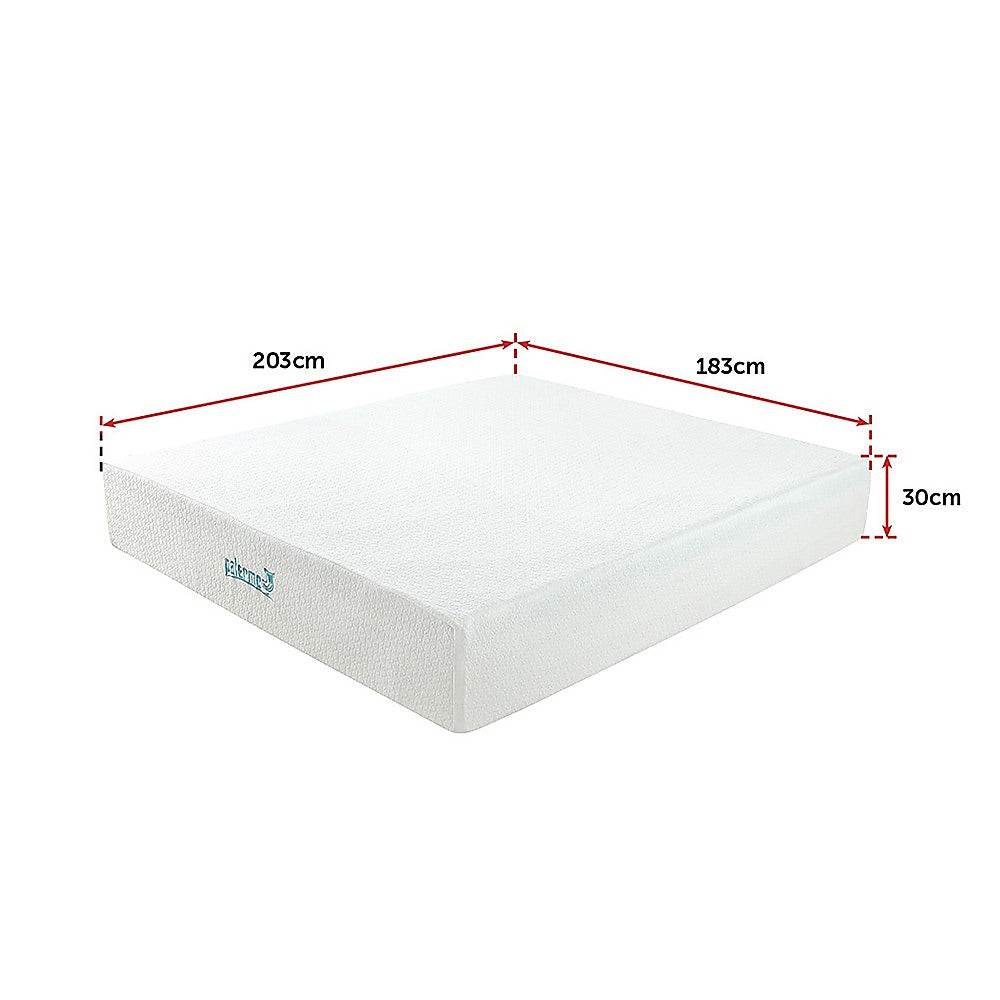 King 30cm Green Tea Memory Foam Mattress - Cooling Comfort with CertiPUR-US Certified Foam V63-826481