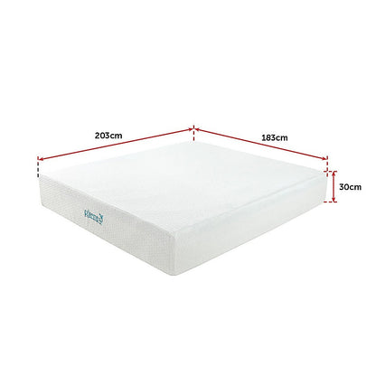 King 30cm Green Tea Memory Foam Mattress - Cooling Comfort with CertiPUR-US Certified Foam V63-826481