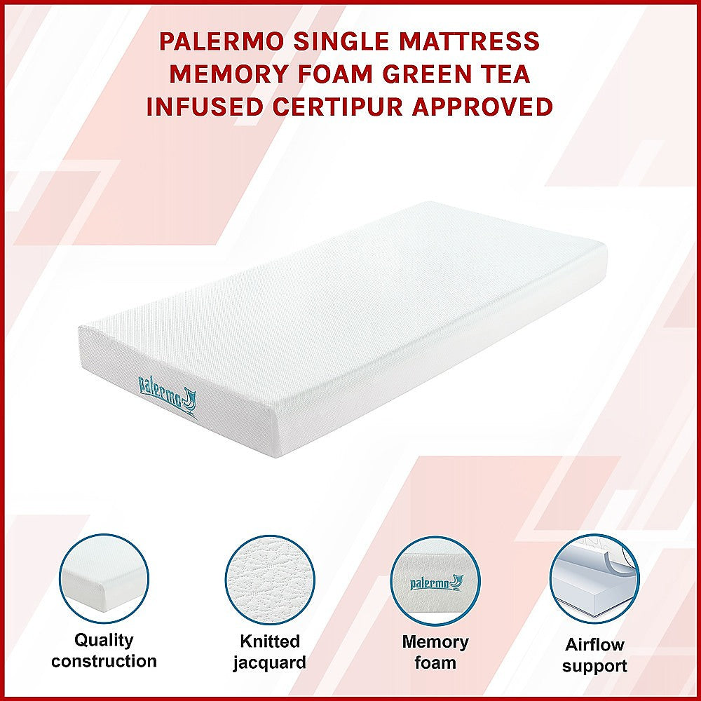 Single Green Tea Memory Foam Mattress - Cooling Comfort with CertiPUR-US Certified Foam V63-826521