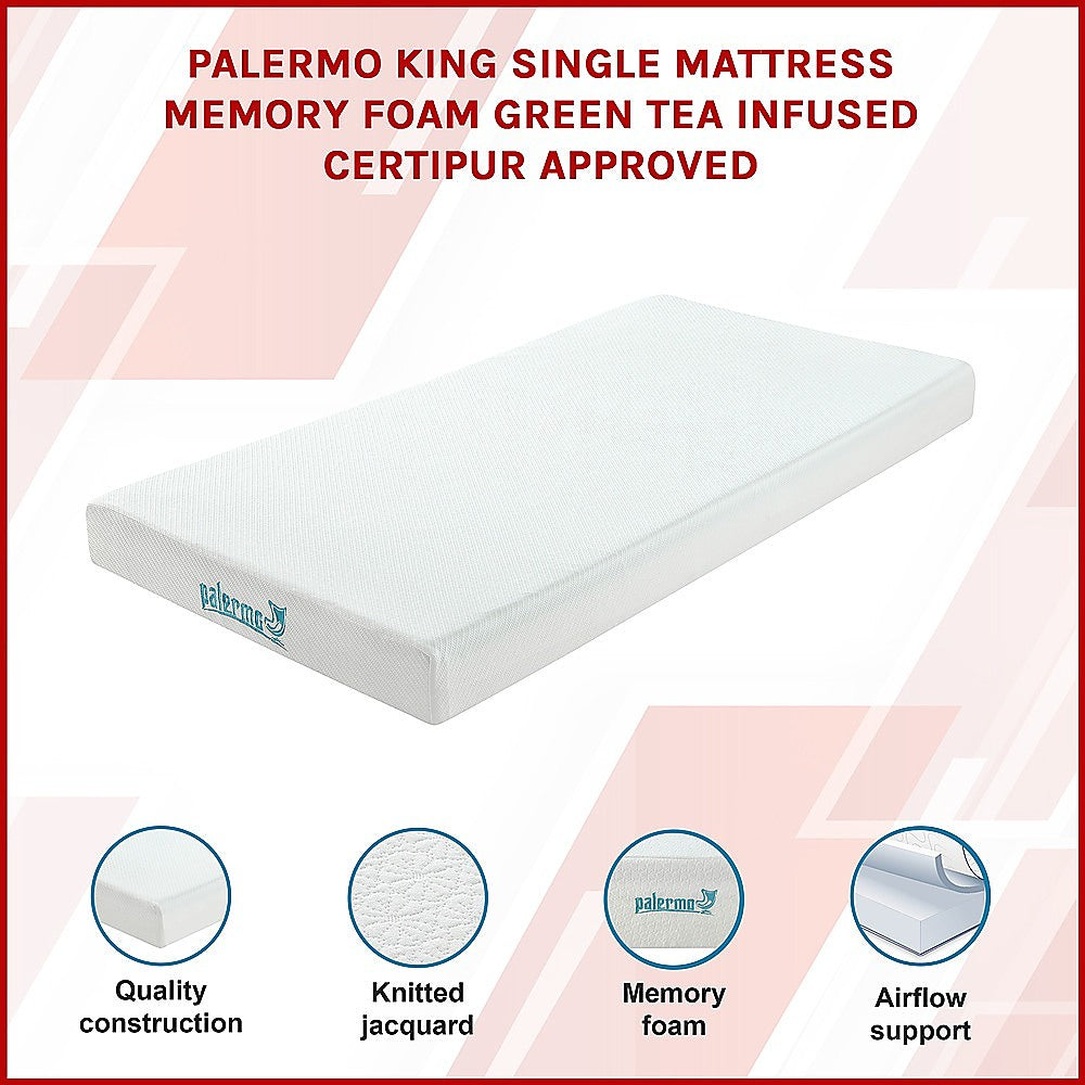King Single Green Tea Memory Foam Mattress - Cooling Comfort with CertiPUR-US Certified Foam V63-826531