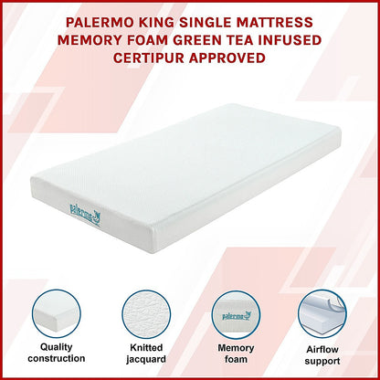 King Single Green Tea Memory Foam Mattress - Cooling Comfort with CertiPUR-US Certified Foam V63-826531