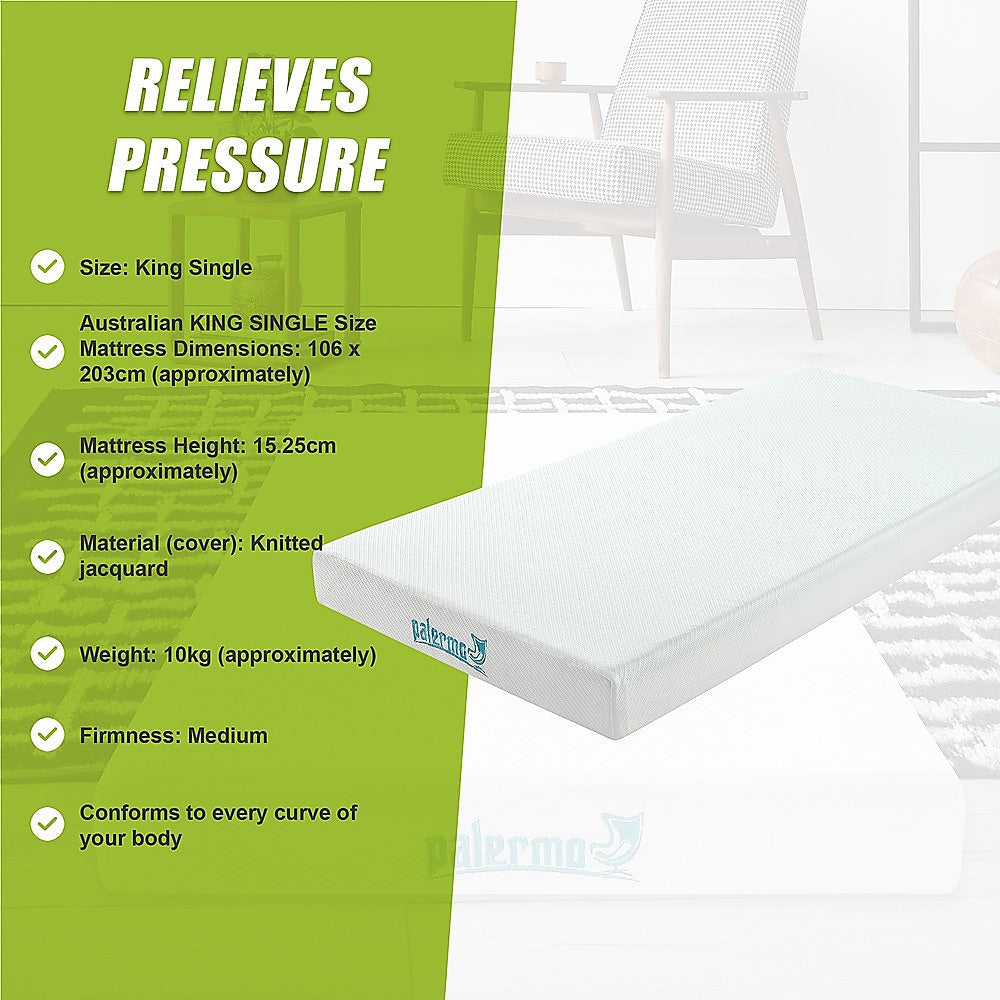 King Single Green Tea Memory Foam Mattress - Cooling Comfort with CertiPUR-US Certified Foam V63-826531