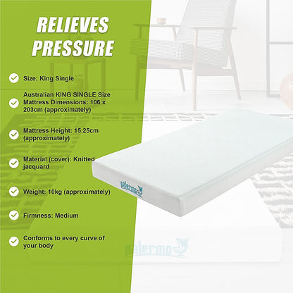 King Single Green Tea Memory Foam Mattress - Cooling Comfort with CertiPUR-US Certified Foam V63-826531