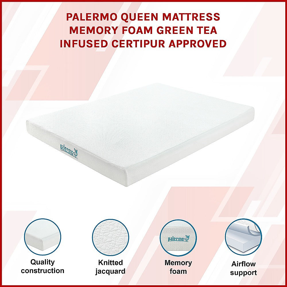 Queen Green Tea Memory Foam Mattress - Cooling Comfort with CertiPUR-US Certified Foam V63-826551