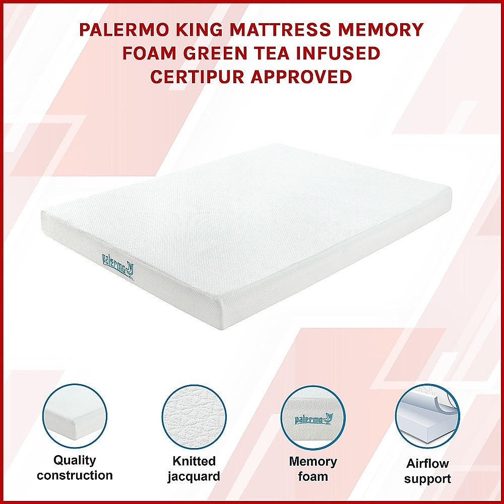 King Green Tea Memory Foam Mattress - Cooling Comfort with CertiPUR-US Certified Foam V63-826561