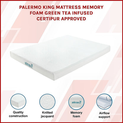King Green Tea Memory Foam Mattress - Cooling Comfort with CertiPUR-US Certified Foam V63-826561