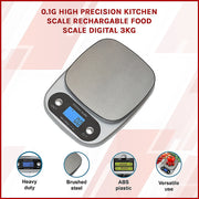 0.1g Digital Kitchen Scale 3kg Rechargeable High Precision Food V63-826651