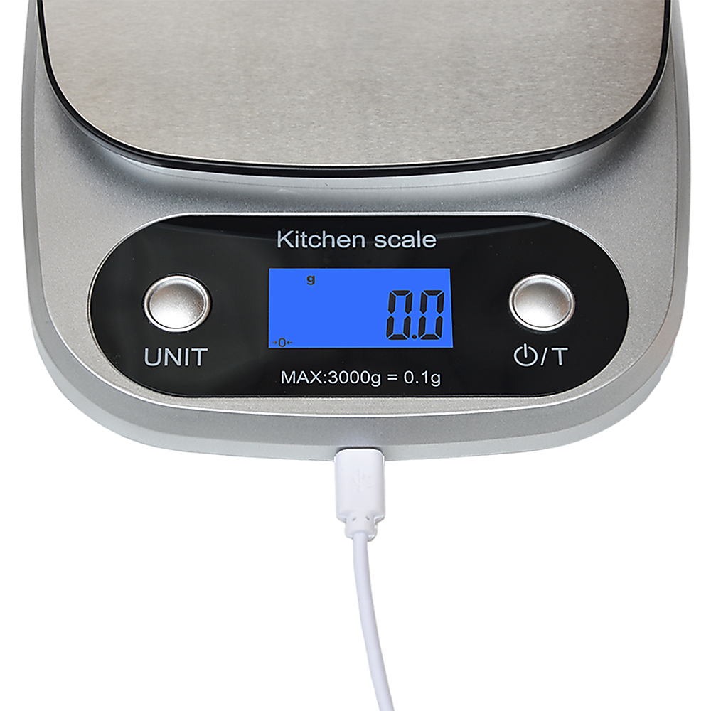 0.1g Digital Kitchen Scale 3kg Rechargeable High Precision Food V63-826651