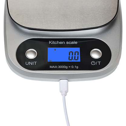 0.1g Digital Kitchen Scale 3kg Rechargeable High Precision Food V63-826651