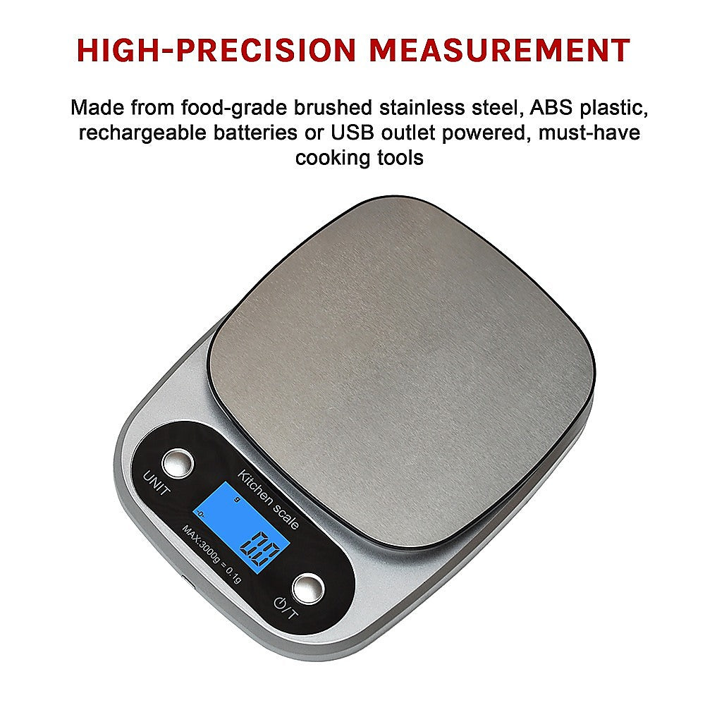 0.1g Digital Kitchen Scale 3kg Rechargeable High Precision Food V63-826651