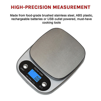 0.1g Digital Kitchen Scale 3kg Rechargeable High Precision Food V63-826651