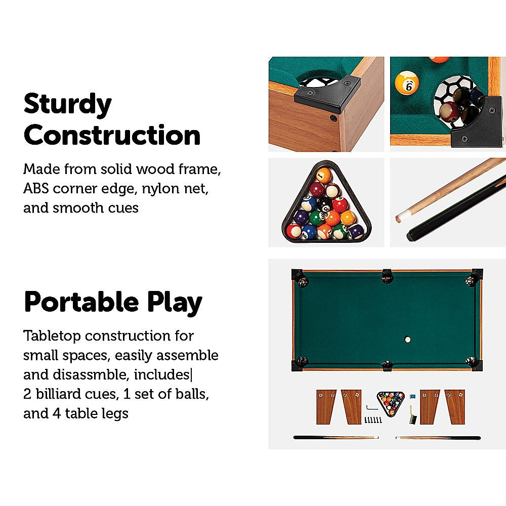 Kids Mini Billiard Table Game Toy Wooden Snooker Pool Home Fun Birthday Gift V63-826721