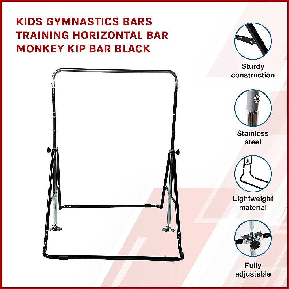 Kids Gymnastics Bars Training Horizontal Bar Monkey Kip Bar Black V63-826751