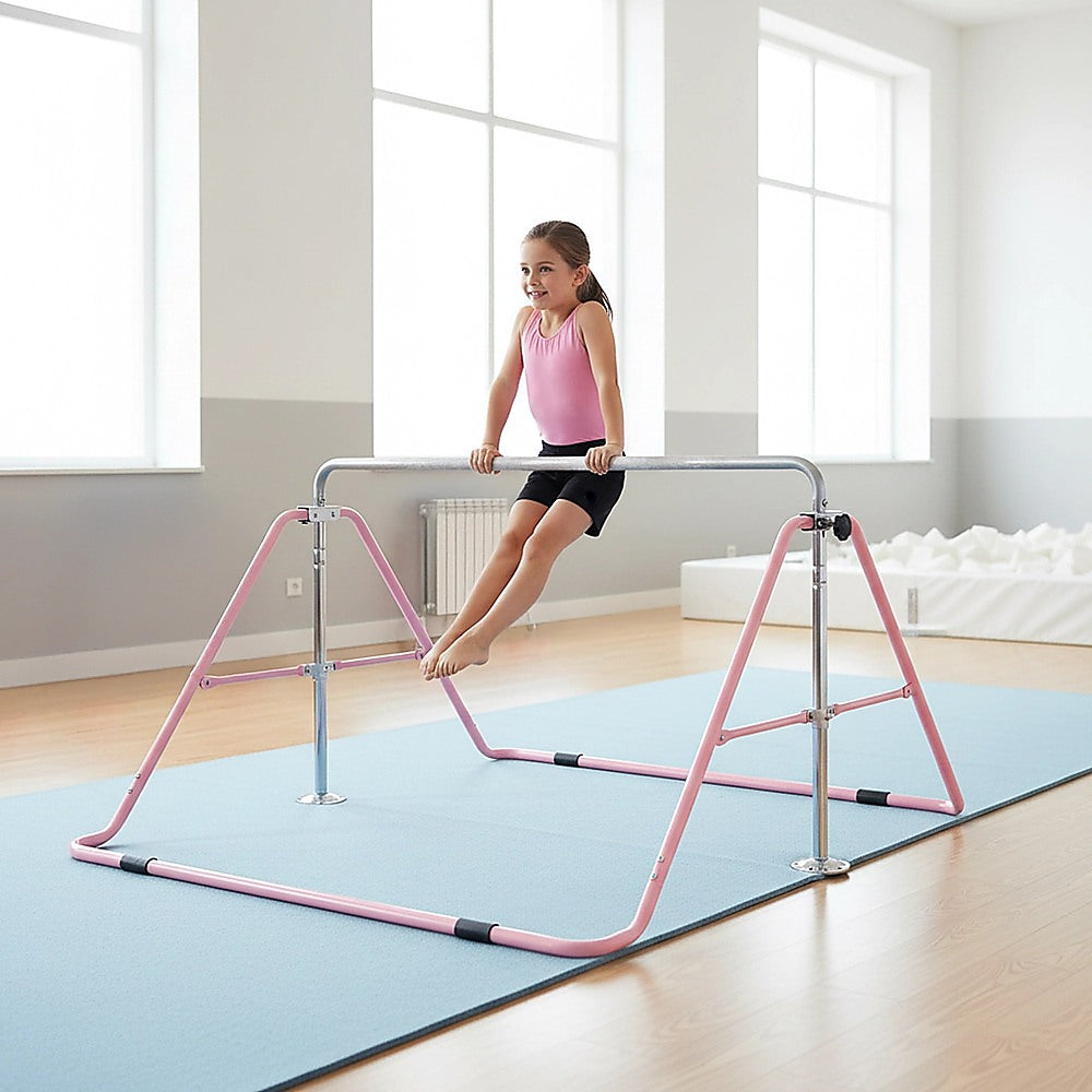 Kids Gymnastics Bars Training Horizontal Bar Monkey Kip Bar Pink
