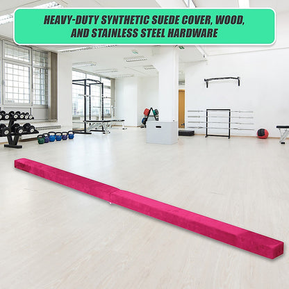 2.2m Gymnastics Folding Balance Beam Pink Synthetic Suede V63-826771