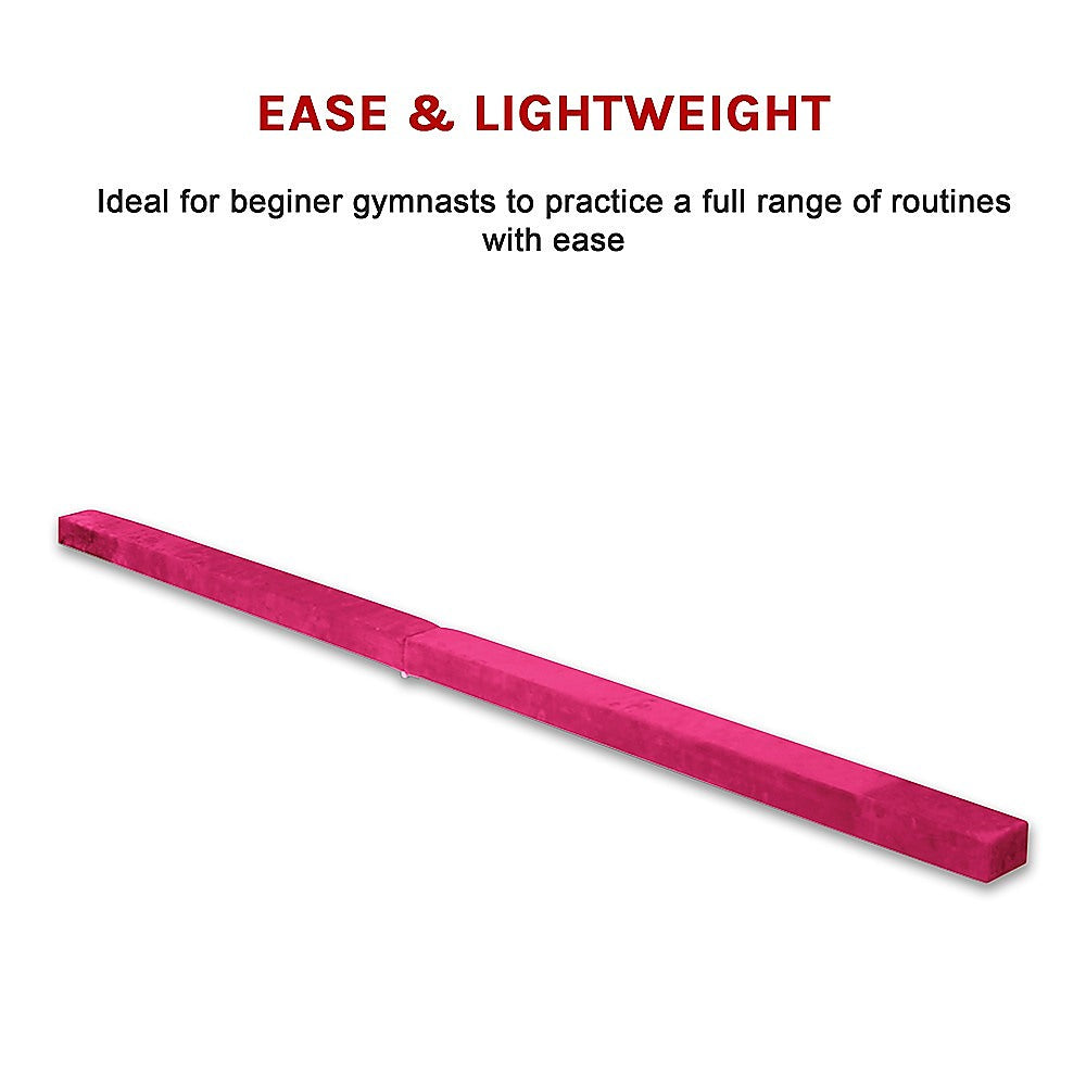 2.2m Gymnastics Folding Balance Beam Pink Synthetic Suede V63-826771