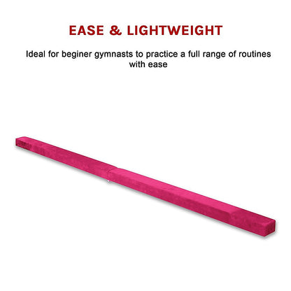 2.2m Gymnastics Folding Balance Beam Pink Synthetic Suede V63-826771