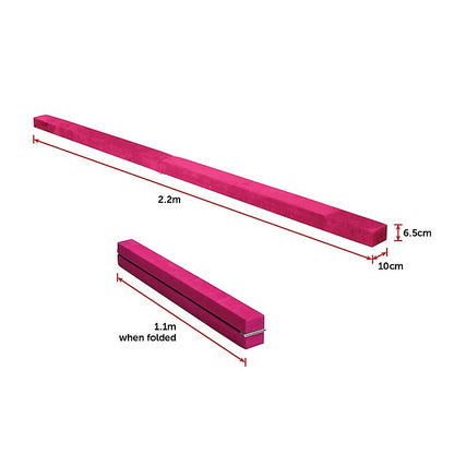 2.2m Gymnastics Folding Balance Beam Pink Synthetic Suede V63-826771