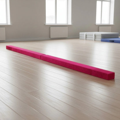 2.2m Gymnastics Folding Balance Beam Pink Synthetic Suede V63-826771
