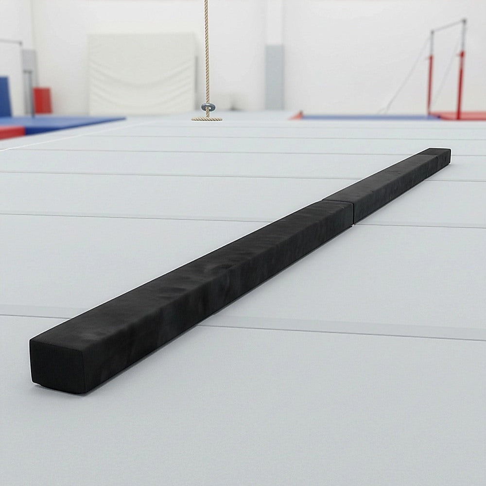 2.2m Gymnastics Folding Balance Beam Black Synthetic Suede V63-826781