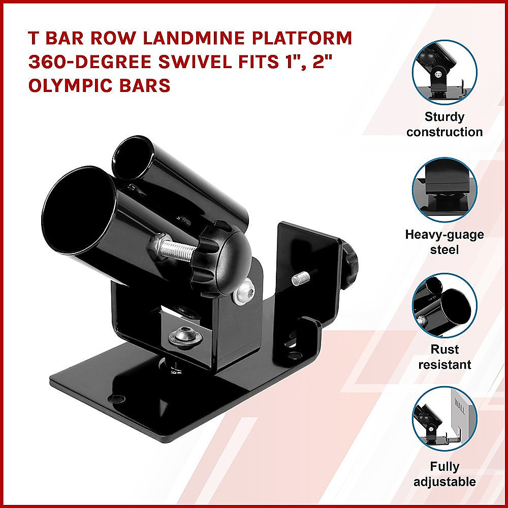 Landmine T Bar Row Platform 360 Degree Swivel for 1 & 2 Inch Bars Olympic V63-826801