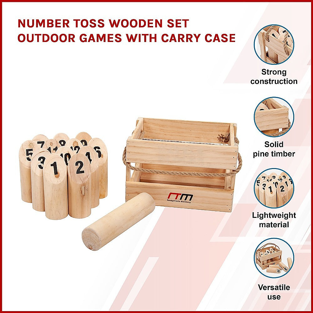 Number Toss Wooden Set Outdoor Games with Carry Case V63-826811