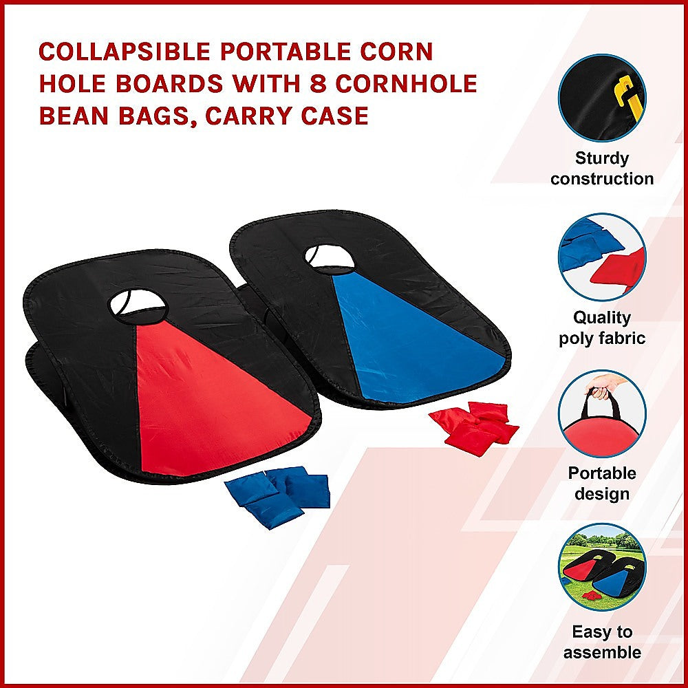 Collapsible Portable Corn Hole Boards With 8 Cornhole Bean Bags, Carry Case V63-826831