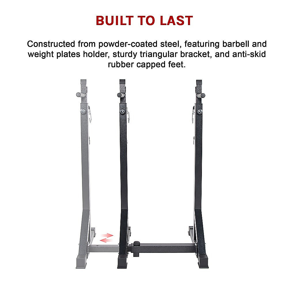 Commercial Squat Rack Adjustable Pair Fitness Exercise Weight Lifting Gym Barbell Stand V63-826911