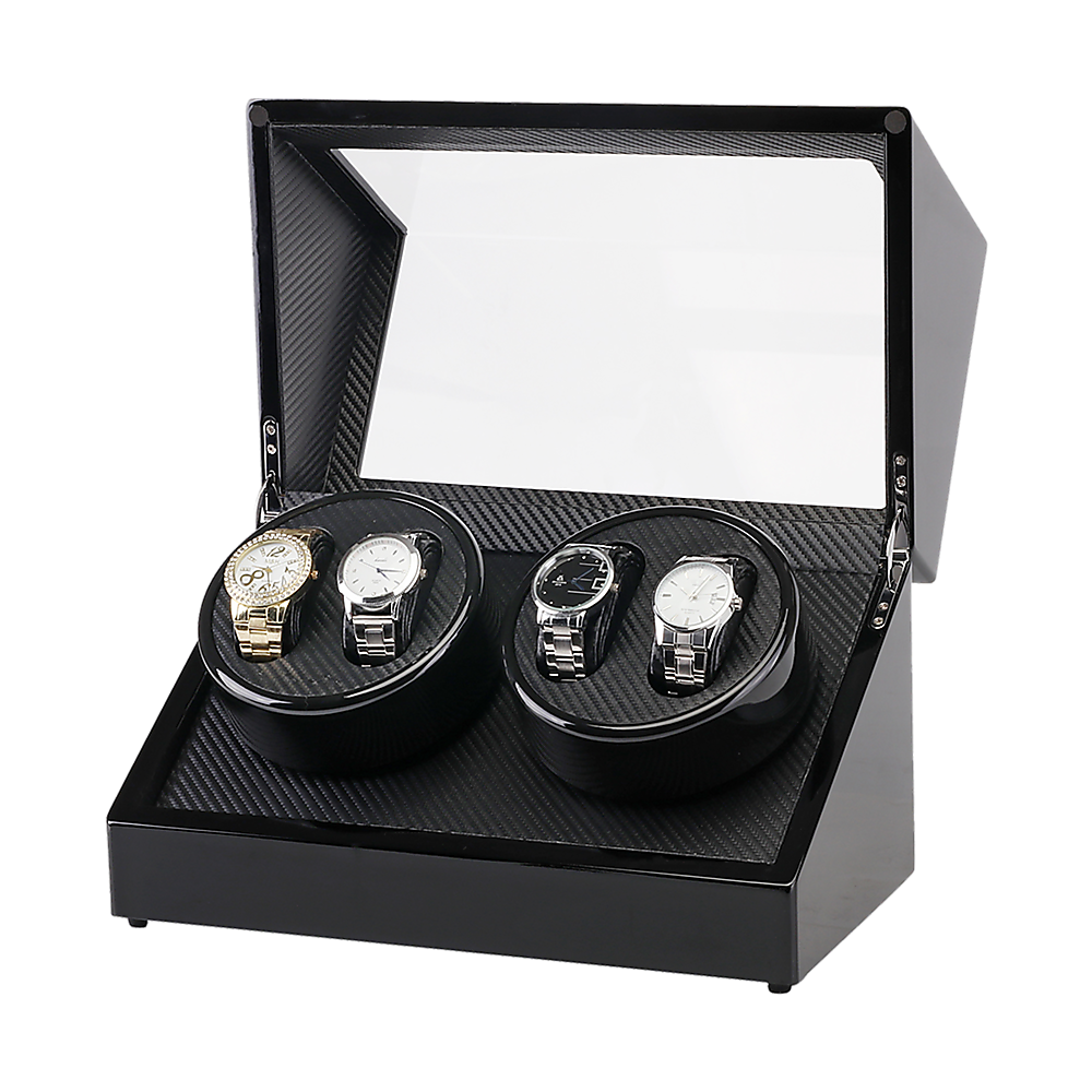 Automatic Quad Watch Winder Wood Display Box Case Motor Rotation Storage V63-827071