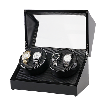 Automatic Quad Watch Winder Wood Display Box Case Motor Rotation Storage V63-827071