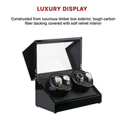 Automatic Quad Watch Winder Wood Display Box Case Motor Rotation Storage V63-827071