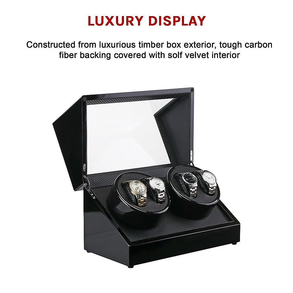 Automatic Quad Watch Winder Wood Display Box Case Motor Rotation Storage V63-827071
