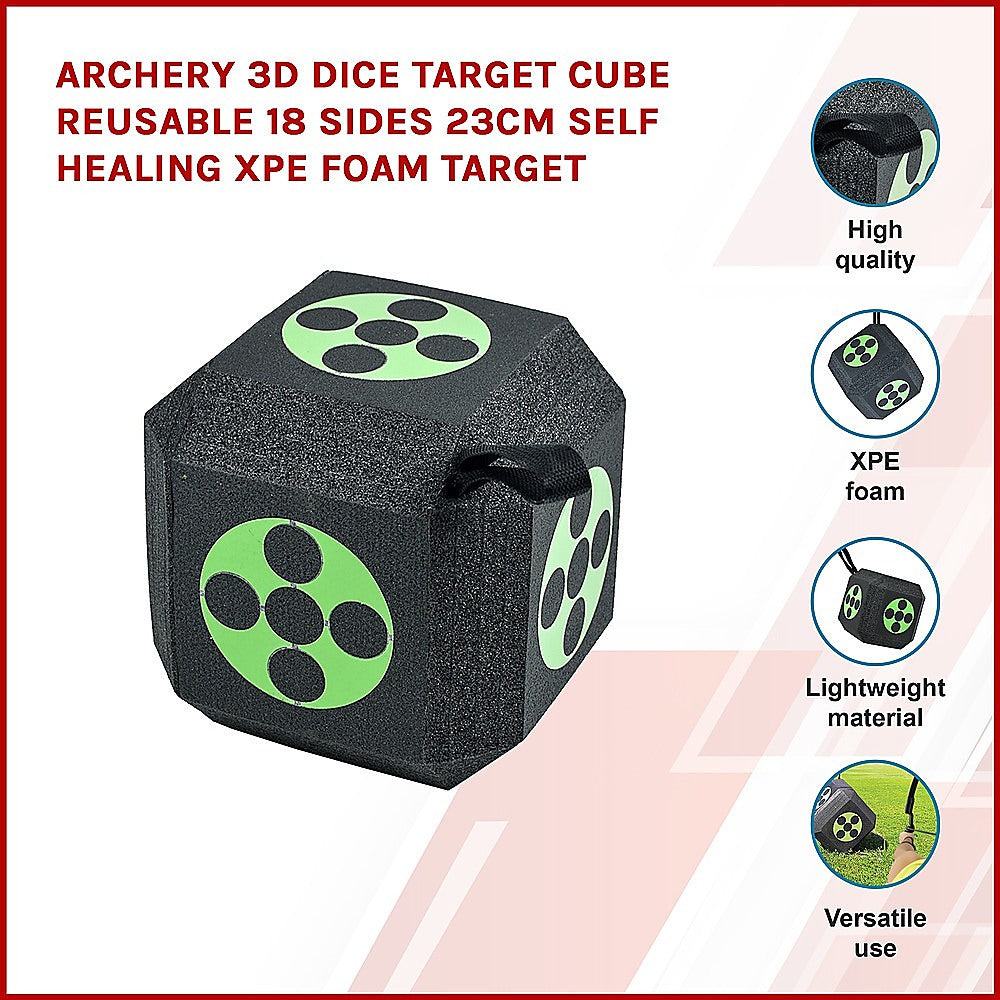 Archery 3D Dice Target Cube Reusable 18 Sides 23CM Self Healing XPE Foam Target V63-827081