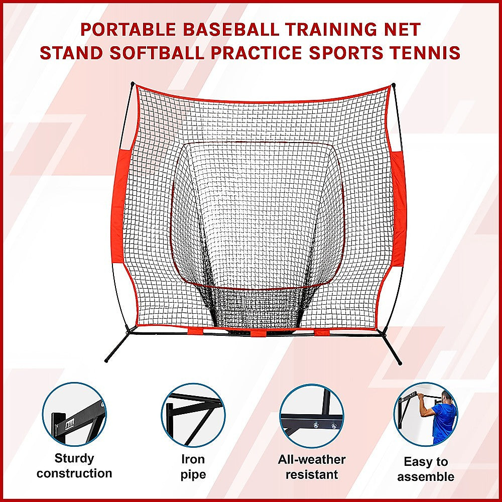 Portable Baseball Training Net Stand Softball Practice Sports Tennis V63-827091