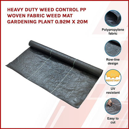 Heavy Duty Weed Control PP Woven Fabric Weed Mat Gardening Plant 0.92m x 20m V63-827101